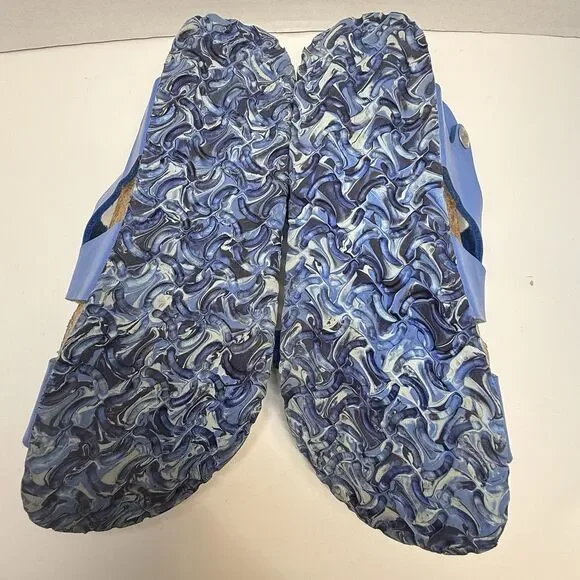 Birki’s By Birkenstock Leather Blue Strap Sandal Camo Sole Size 37 L6 M4 - Picture 5 of 9